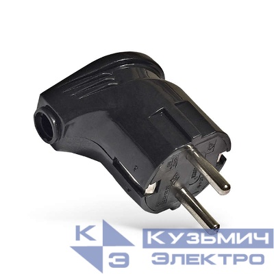 Вилка электрическая угловая 16А 250В с заземл. черн. (еврослот) UNIVersal А0105
