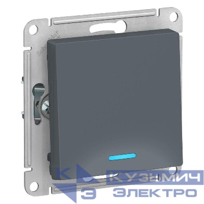 Выключатель 1-кл. СП AtlasDesign 10А IP20 (сх. 1а) 10AX с подсветкой механизм грифель SE ATN000713