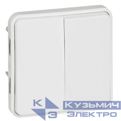 Переключатель проходной 2-кл. СП Plexo 10А IP55 250В 10AX антибактер. покрытие механизм бел. Leg 070726