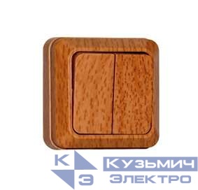 Выключатель 2-кл. ОП Олимп 10А IP20 (еврослот) бук UNIVersal 7946727