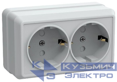 Розетка 2-м ОП Октава РСш22-3-ОБ 16А IP20 с заземл. защ. шторки бел. GENERICA ERO24-K01-16-DC