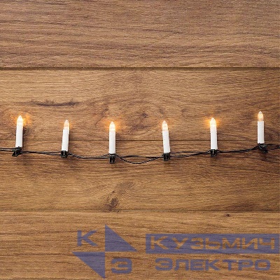 Гирлянда светодиодная "Свечи" 4м 20LED тепл. бел. 2Вт IP20 провод ПВХ темн. зел. Neon-Night 303-083