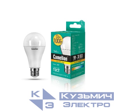 Лампа светодиодная LED13-A60/830/E27 13Вт грушевидная 3000К тепл. бел. E27 1045лм 220-240В Camelion 12045