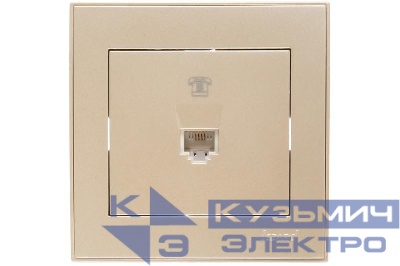 Розетка телефонная 1-м СП Rain RJ11 жемчуж./бел. перламутр. LEZARD 703-3030-137