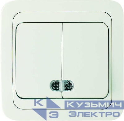 Выключатель 2-кл. СП Mimoza 10А IP20 с подсветкой бел./бел. Makel 12023