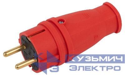 Вилка VX10-R-IP44 16А IP44 прямая с заземл. каучук красн. ЭРА Б0055415