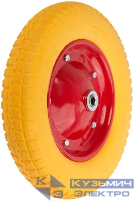 Колесо запасное полиуретановое 330х63х230мм для тачки 77555 (PU 3.25дюйм/3.00дюйм-8дюйм) (посадка ширина 87мм диаметр 16мм) FIT 77585