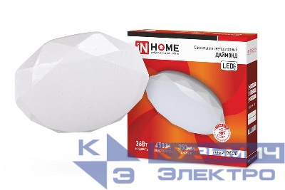 Светильник светодиодный DECO ДАЙМОНД 36Вт 6500К 3240лм 230В 380х55мм IN HOME 4690612033730