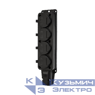 Розетка штепсельная четырехместная влагозащ. с/з 16А IP54 каучук Rexant 111-114