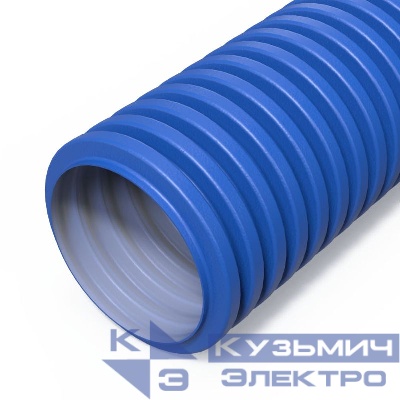 Труба гофрированная двустенная ПНД гибкая d90мм вентил. RAL5012 голуб. (уп.50м) Промрукав PR15.0282