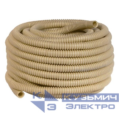 Труба гофрированная ПВХ легкая d20мм с протяжкой свет. дерево (уп.25м) Урал Пак ГФ-8104120-025