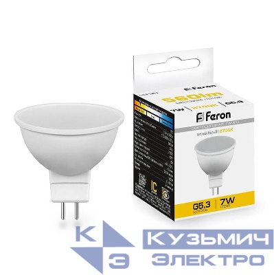Лампа светодиодная LB-26 7Вт MR16 2700К G5.3 230В FERON 25235