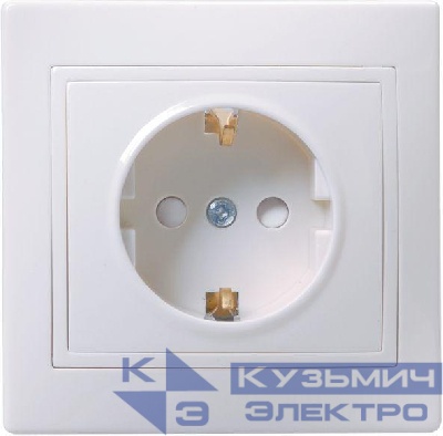 Розетка 1-м СП Кварта РСш10-3-КБ 16А IP20 с заземл. защ. шторки бел. GENERICA ERK11-K01-16-DM