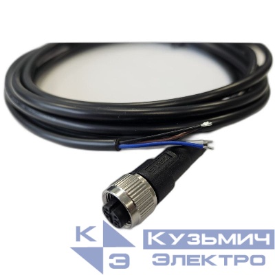 Кабель M12 4A гнездовой 3000мм прямой ПВХ свободный конец СЦМ120023-04A-1-03000 черн. СТЭЗ 185210324