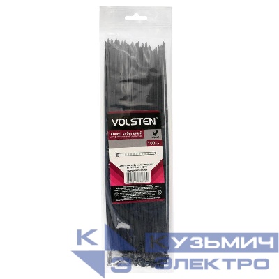 Хомут V02-1B-3.6х150-100 3.6х150 нейл. черн. (уп.100шт) Volsten 12958