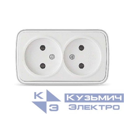 Розетка 2-м ОП Электра 16А IP20 без заземл. бел. Союз 0024