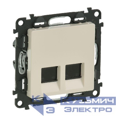 Розетка компьютерная 2-м Valena Life RJ45 кат.5E UTP с лицев. панелью механизм сл. кость Leg 753541