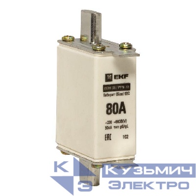 Вставка плавкая ППН-33 100/80А габарит 00С PROxima EKF fus-33/100/80