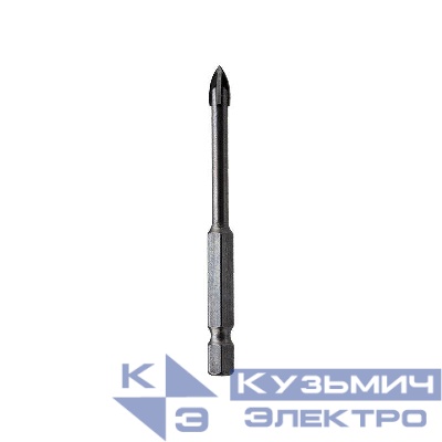 Сверло по стеклу и керамике 4мм 4 грани шестигранный хвостовик Kranz KR-91-0647