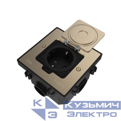 Лючок MultiDesk MDK21 с розеткой 2P+E 16А 250В IP44 с монтажной коробкой для бетонных полов никель SE MDK21202NC