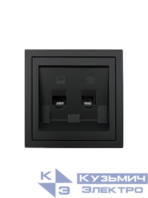 Розетка компьютер+телефон СП ZIMA IP20 черн. бархат LEZARD 704-4288-143