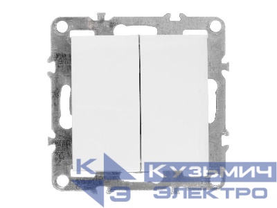 Выключатель двухклавишный, встраиваемый в рамку, 10A, пластик, IP20, цвет белый NETKO Optima Electric