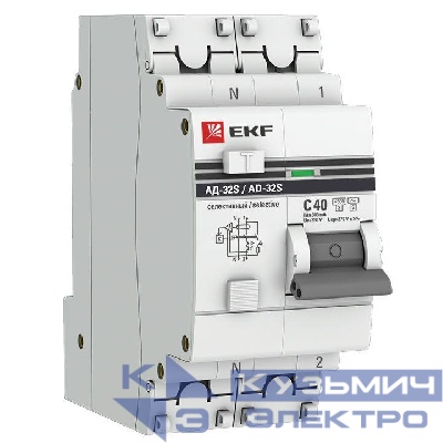 Выключатель автоматический дифференциального тока 2п (1P+N) 40А 300мА АД-32 селект. PROxima EKF DA32-40-300S-pro