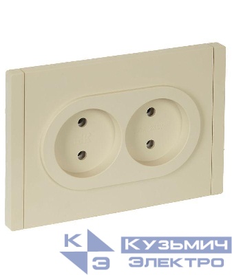 Розетка 2-м СП FORTE&PIANO FP426 10А без заземл. без защ. шторок безвинт. крепл. ваниль IEK FP-R20-10-1-K10