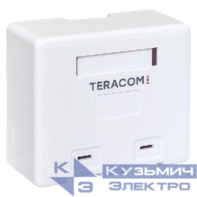 Корпус розетки настенной на 2 модуля Keystone со шторками и маркерами бел. TERACOM PRO EKF TRP-EBOX-2KSTN-WH