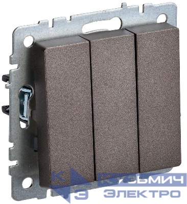 Выключатель 3-кл. СП BRITE ВС10-3-0-БрТБ 10А механизм бронза IEK BR-V30-0-10-K45