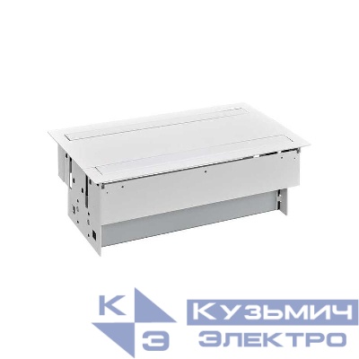 Блок розеточный врезной с крышкой двухсторон. и мет. вводом 8х2P+E 4 пустых мод. бел. Simon 400 47604000-130