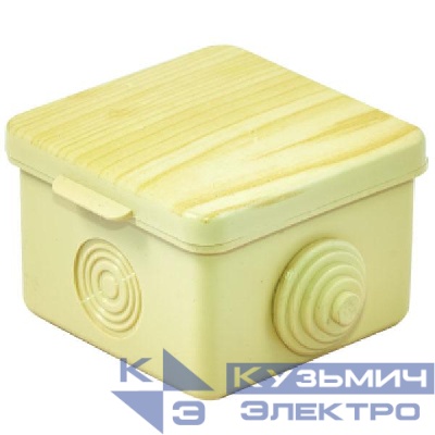 Коробка распаячная ОП 65х65х50мм с гермовводами светл. дерево Урал Пак КО-81011065-045