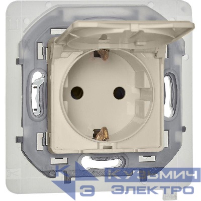 Розетка 1-м СП Inspiria 16А IP44 250В 2P+E защ. шторки с крышкой немецк. стандарт механизм сл. кость IEK 673741
