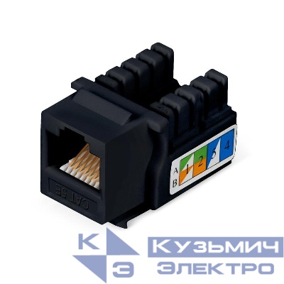 Вставка Keystone Jack RJ45 кат.5E заделка тип 110 черн. Cabeus 9482c