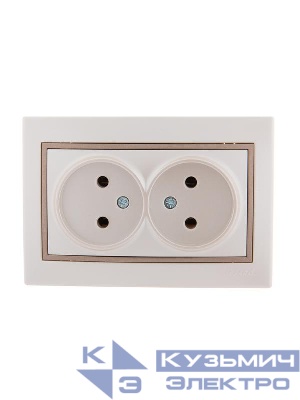Розетка 2-м СП Mira 16А IP20 без заземл. со вставкой керамика свет. корич./жемчуж./бел. перламутр. LEZARD 701-3031-128