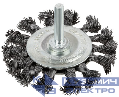 Корщетка дисковая прямая со шпилькой стальная витая проволока 75мм КУРС 38473
