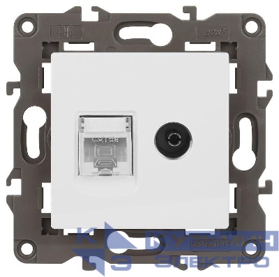 Розетка компьютерная + телевизионная Elegance 14-3110-01М RJ45+TV матов. бел. Эра Б0065767