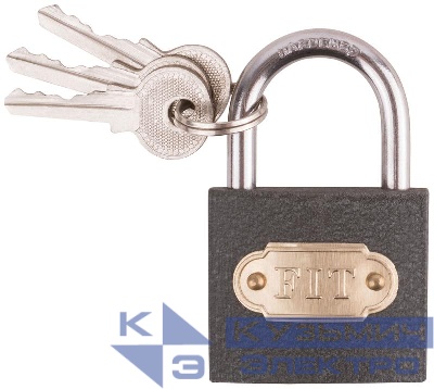 Замок навесной железный 38х32мм стальная дужка 52мм FIT 67138