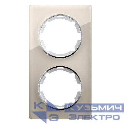 Рамка 2-м Garda вертикал. стеклянная беж. 2E52211301 OneKeyElectro 2234946