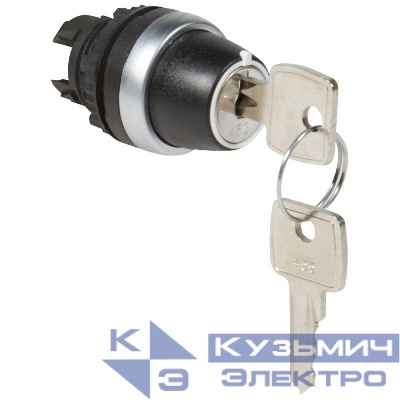 Головка переключателя с ключом 2полож. (1-0 извлечение в поз. 2) с фискац. 45град. черн. Osmoz Leg 023960