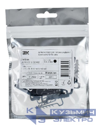 Дюбель-хомут 6х12мм для плоского кабеля нейлон черн. (уп.25шт) IEK UDH14-06-12-025-K02