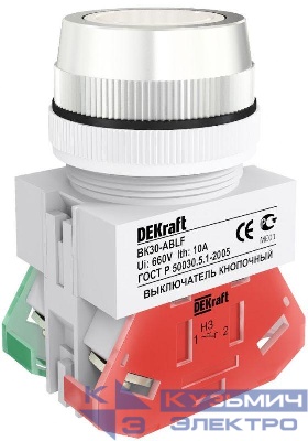 Выключатель кнопочный ABLF ВК-30 d30мм 220В бел. DEKraft 25041DEK
