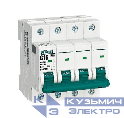 Выключатель автоматический модульный 4п C 16А 6кА ВА-103M без теплозащиты DEKraft 12529DEK