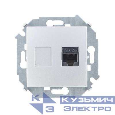 Розетка компьютерная Simon 15 RJ45 кат.5E AMP механизм алюм. Simon 1591551-033