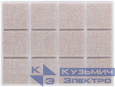 Подкладка для мебели самоклеющиеся квадратные 25х25мм войлок (уп.12шт) FIT 67531