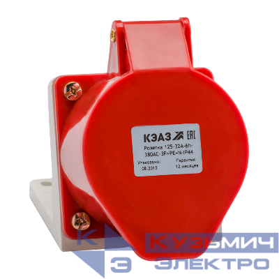 Розетка 115 16А 3P+PE+N 380В AC 6ч IP44 для монтажа на поверхность КЭАЗ 222755