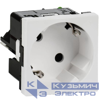 Розетка 2мод. 16А 250В 45град. с заземл. без защ. шторок безвинт. зажимы бел. ИЭК Leg 4521058