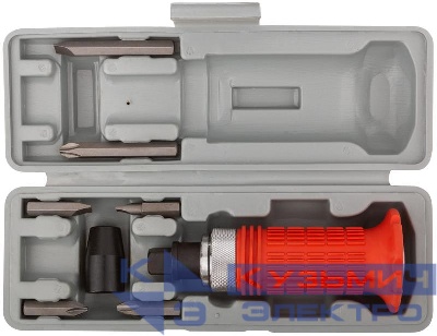 Отвертка ударная 6 CrV специальных бит резиновая ручка пластиковый кейс FIT 56266