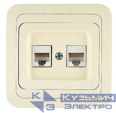 Розетка компьютерная 2-м СП Mimoza 16А IP20 крем./крем. Makel 25036