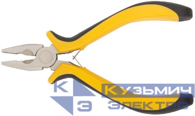 Плоскогубцы комбинированные "мини" Профи никелированное покрытие черн.-желт.мягк. ручки 125мм FIT 51632